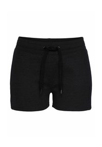 Zwarte katoenen shorts met een elastische tailleband, trekkoordsluiting en zij-logo detail. Gladde textuur en ontwerp tot aan de bovenbenen.