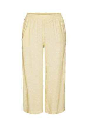 Světlounce žluté volné krátké kalhoty s elastickým pasem a bočními kapsami.