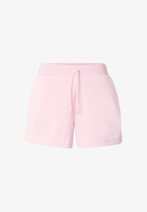 Rosa Baumwollshorts mit elastischem Bund und Kordelzug. Sie zeichnen sich durch eine glatte Textur und eine lockere Passform aus und eignen sich für die Freizeit.