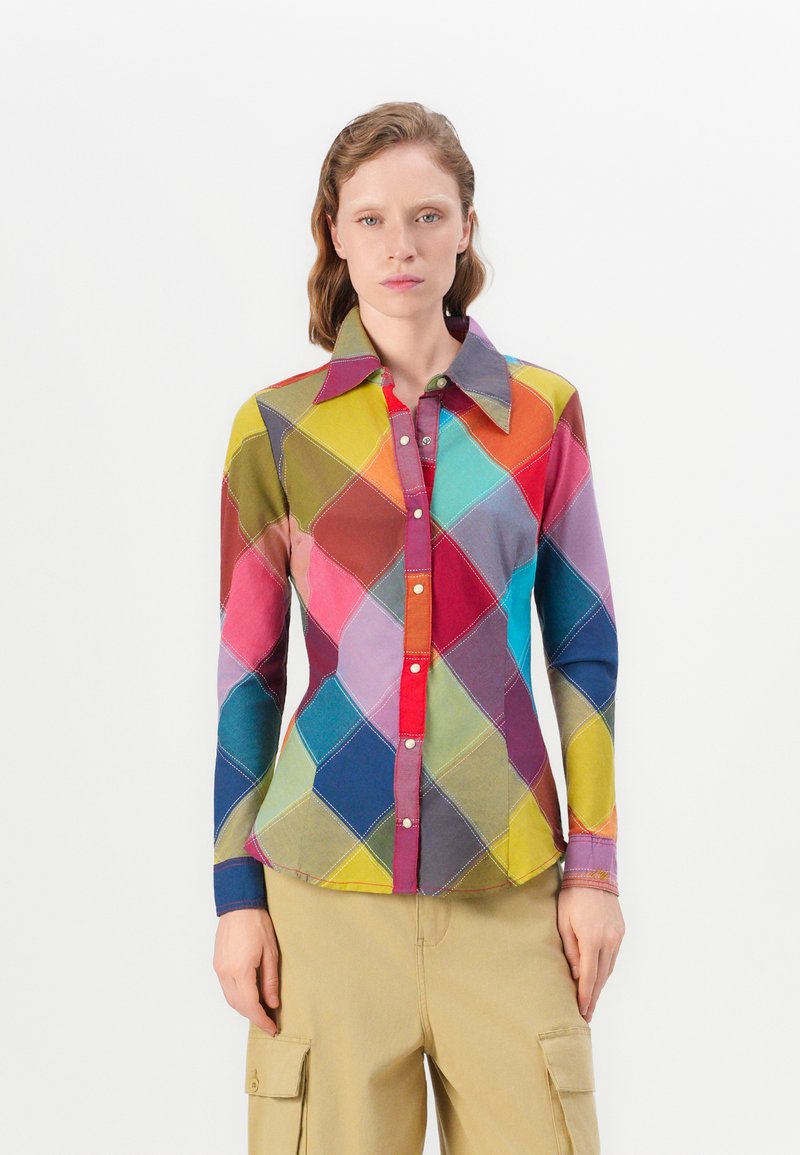 Wrangler HARLEQUIN SHIRT - Button-down blouse - multi-coloured/green ...