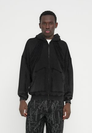CUTLINE FRONT ZIP - Felpa con zip - black washed