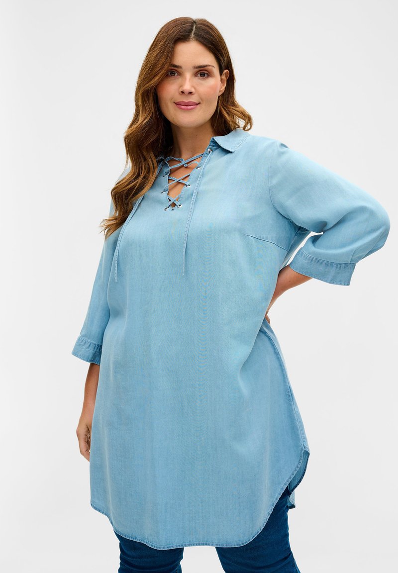 Zizzi 3/4ÄRMELN Tunika light blue denim/světle modrá Zalando.cz