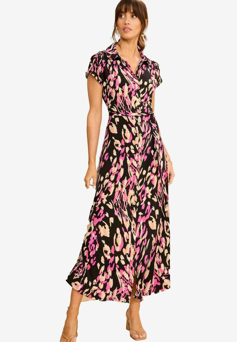 Love & Roses MIDI - Rochie tip cămașă - pink animal