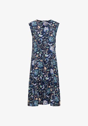 Cecil, MIDI DRESS WITH SPLIT NECK AND PRINT - Jurk - urban dark blue