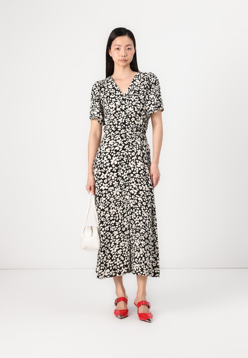 princess polly baby blue dress Striped Dress With Red Rose Accent/ Black White Dress/ Designer A-line Midi  Dress With Print / Evening Longsleeve Dress With Decor for Women