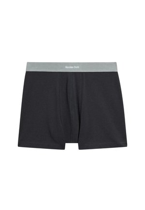 Schwarze Baumwollunterhosen mit einem hellgrauen elastischen Taillenbund, der das "Massimo Dutti"-Logo trägt. Glattes Material und klassischer Schnitt.