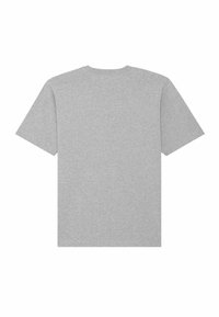 Grijze T-shirt met korte mouwen, ronde hals, gemaakt van een zachte katoenmix, heeft een eenvoudig ontwerp zonder patronen of accenten.