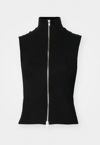 HIGH NECK ZIP VEST - Vest - black