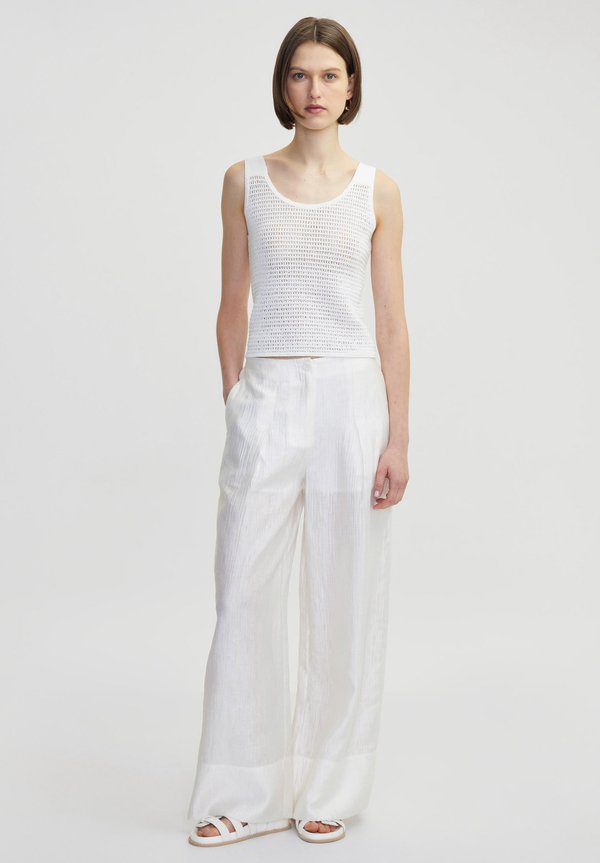 TEXTURED WIDE LEG FIT - Stoffhose - ecru