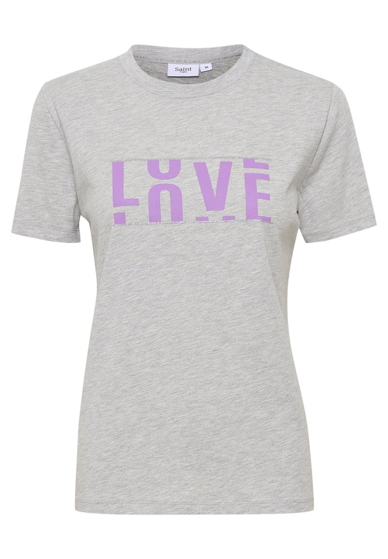 Saint Tropez T-shirt print grijs gemêleerd