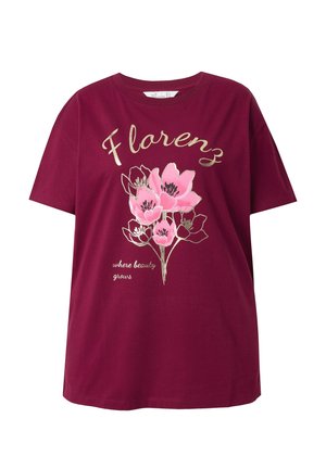 MIAMODA, T-SHIRT, BOXY FIT, BLUMENMOTIV - T-Shirt print - dark claret