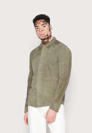 WAYNE - Leather jacket - sage green