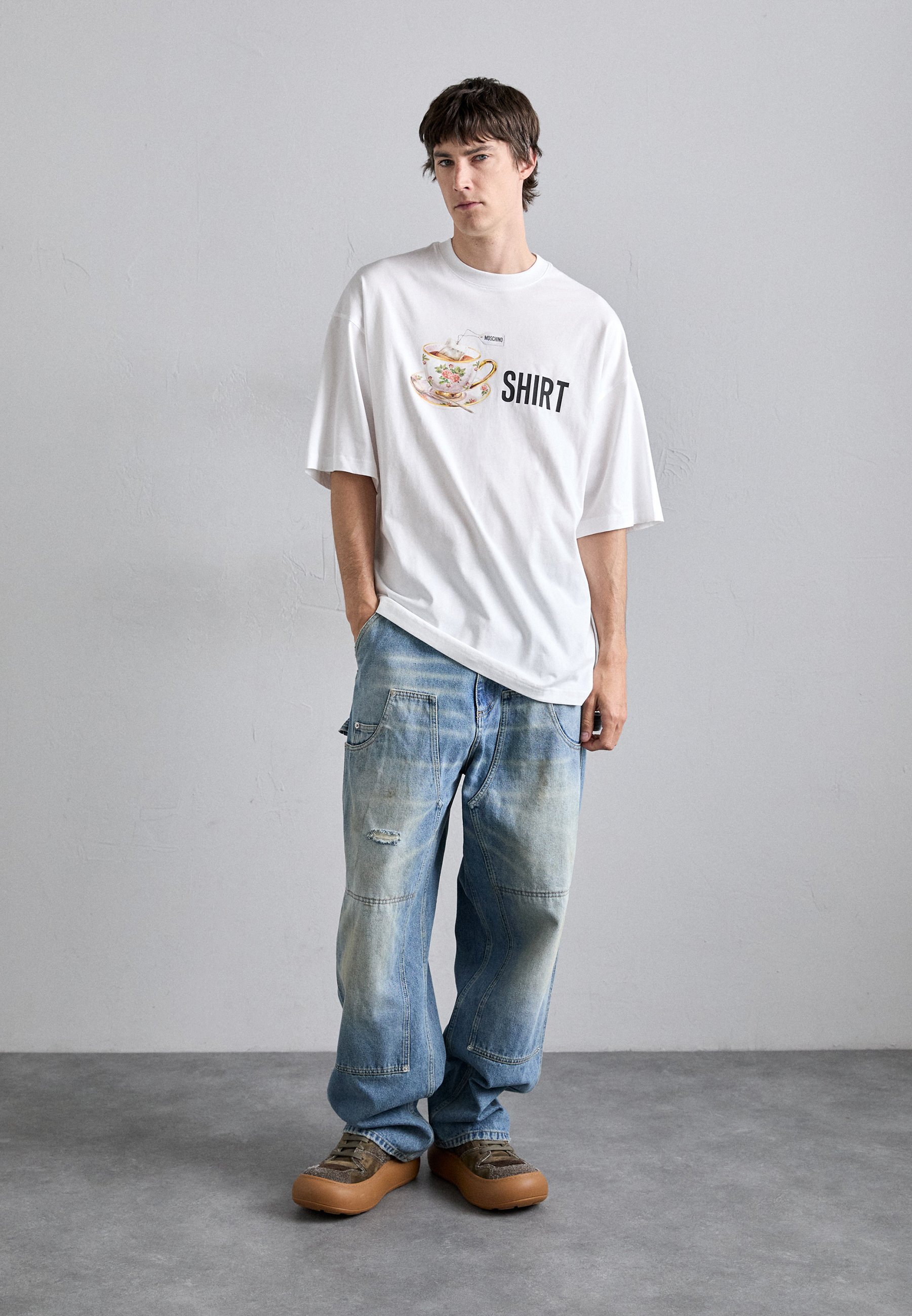 MOSCHINO TEA TIME - Print T-shirt - multi-coloured/white/white
