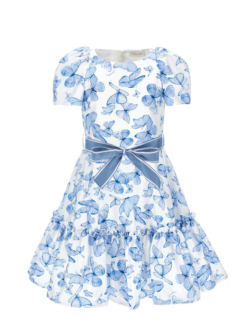 Monnalisa - ABITO FIOCCO FARFALL - Cocktail dress / Party dress - panna/celeste, Enlarge