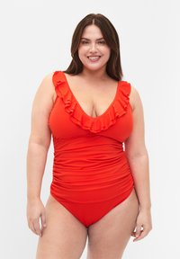 Zizzi WITH RUFFLES AND REMOVABLE INSERTS - Maillot de bain - grenadine
