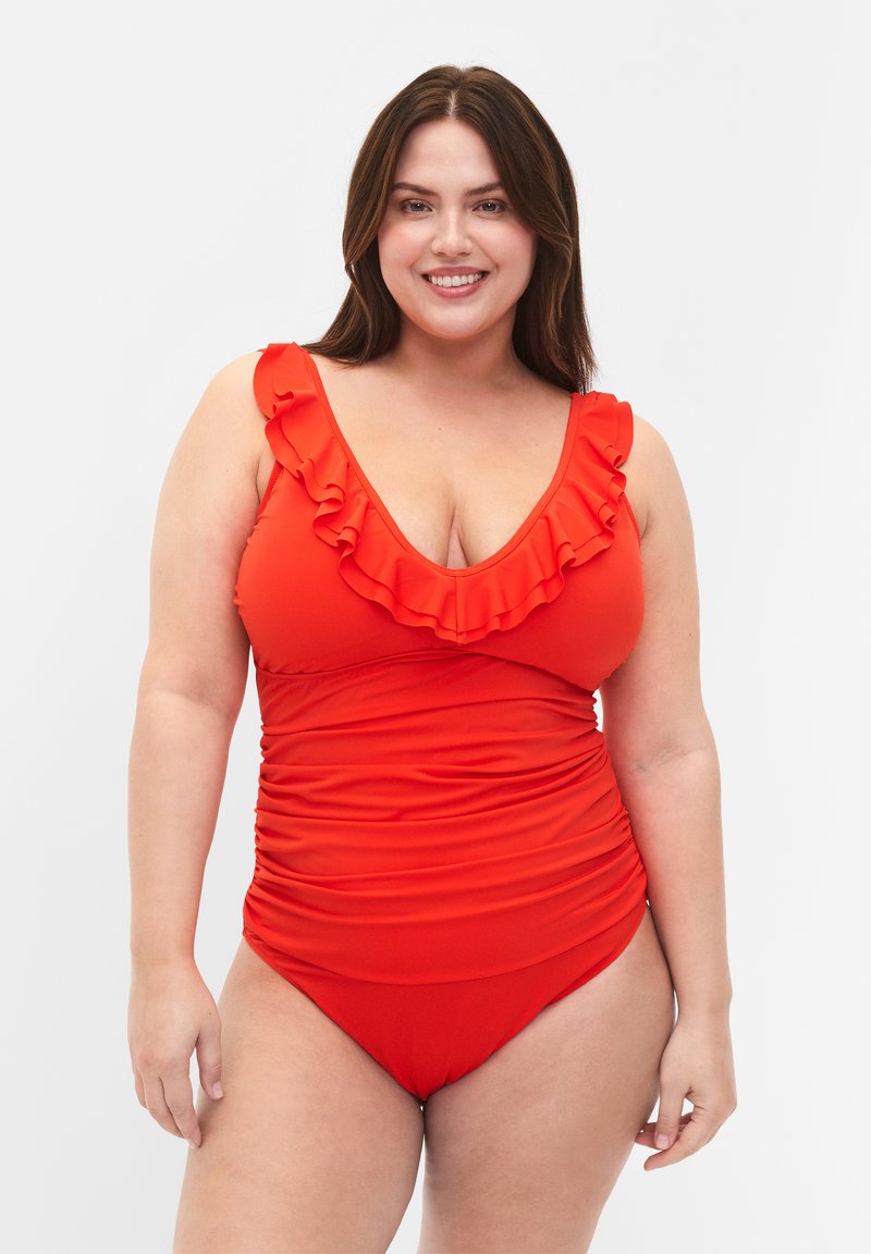 Zizzi WITH RUFFLES AND REMOVABLE INSERTS - Maillot de bain - grenadine