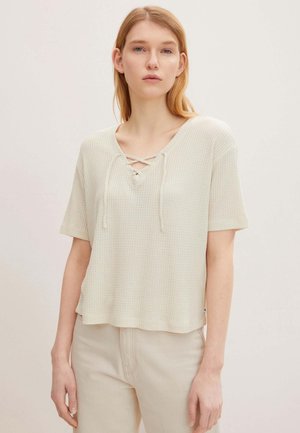 MIT SCHNÜRUNG - Blus - soft beige solid