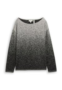 Langärmliger Pullover in verlaufendem Grau mit strukturiertem Finish. Verfügt über einen weiten Ausschnitt und leicht heruntergesetzte Schultern.