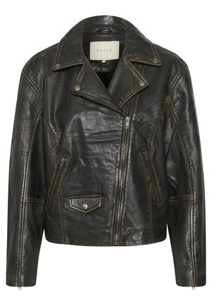 Kaffe KAJANE - Odinis švarkas - black washed leather