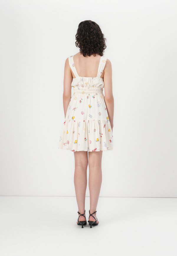 TIE FRONT SMOCKED MINI - Day dress - ditsy shell2