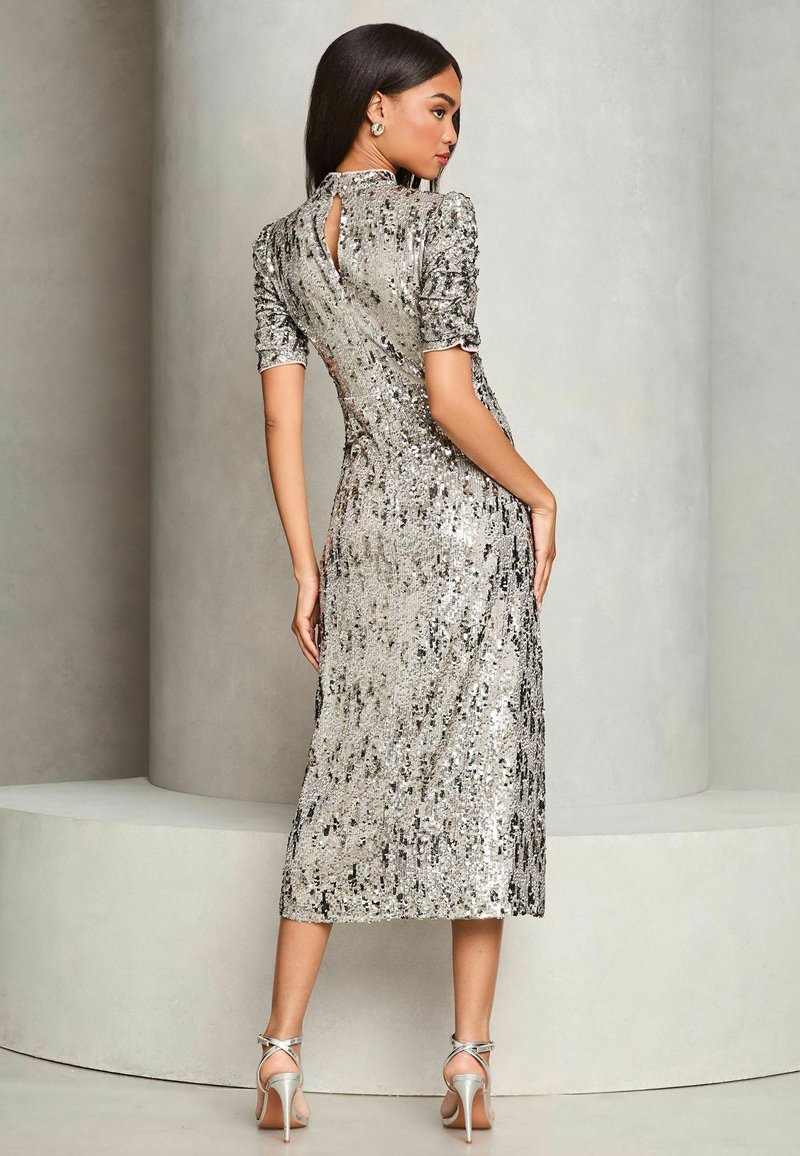 Lipsy PETITE FIT - UNDERBUST KEYHOLE MIDI - Cocktail dress / Party dress - silver/silver-coloured - Zalando Lipsy PETITE FIT - UNDERBUST KEYHOLE MIDI - Cocktail dress / Party dress - silver/silver-coloured - Zalando
