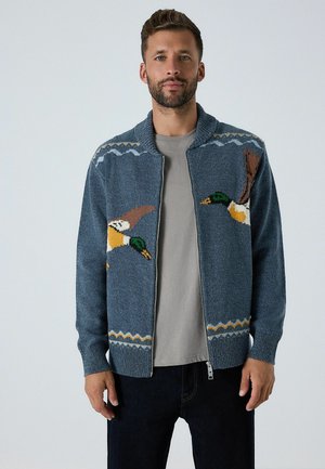 REGULAR FIT -  DUCK PATTERN SHAWL - Cardigan - blue