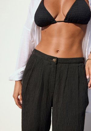 Next, CRINKLE TEXTURED WIDE - Bukser - black