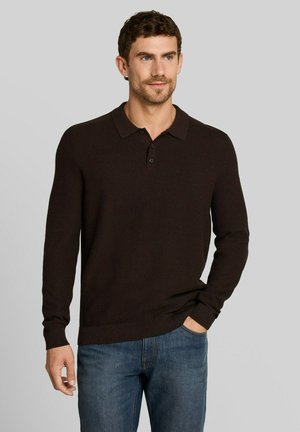 TOM TAILOR, STRUCTURED KNIT POLO - Poloshirt - dark chocolate brown melange