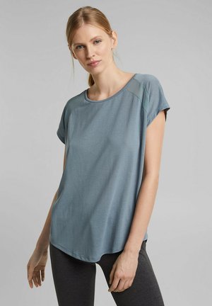 MIT NETZ-EINSATZ - Print T-shirt - dusty green