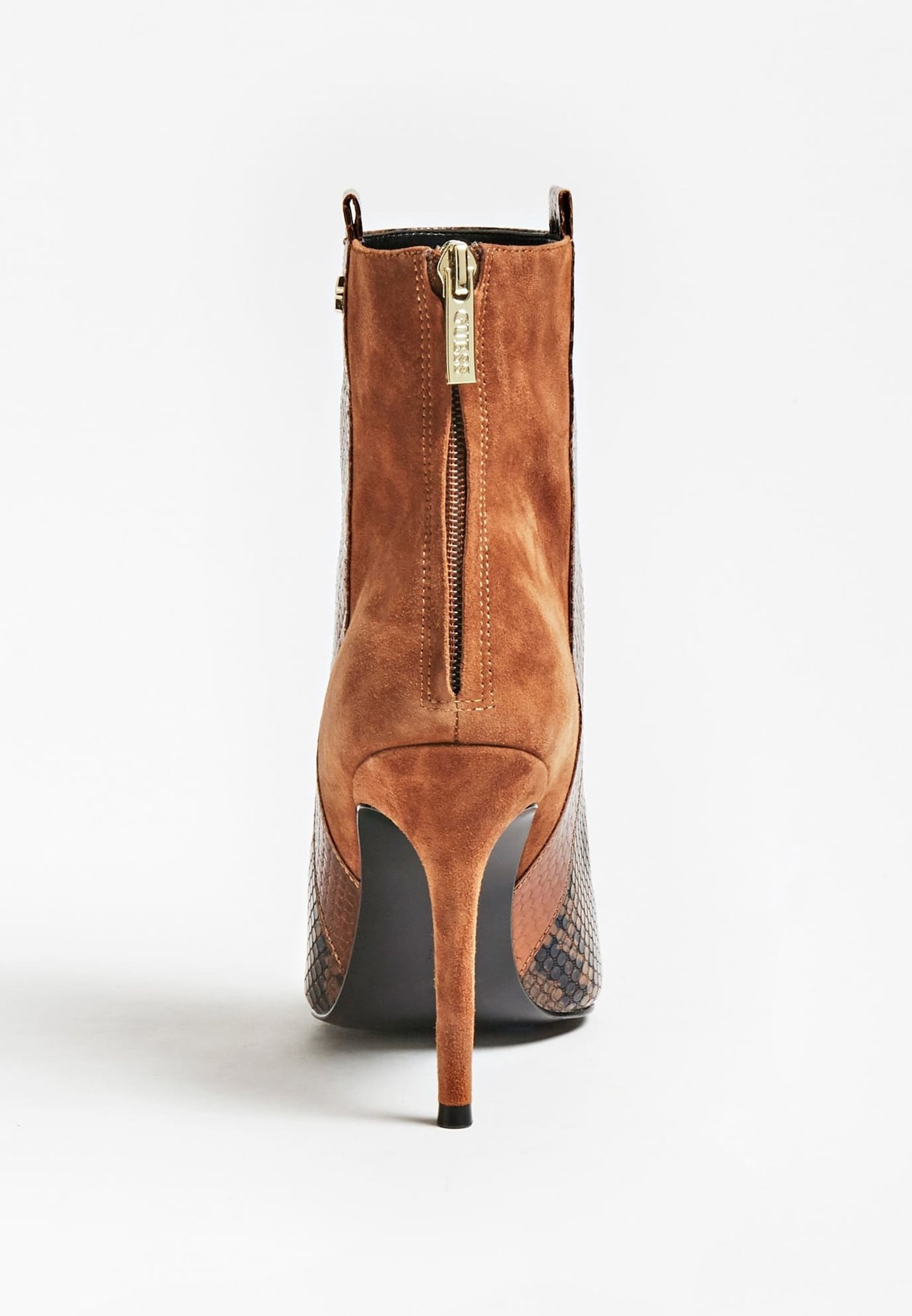 Guess Adayn enkellaarsje met logoprint en horsebit - Schoenen.nl