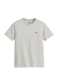 T-shirt Levi's grigio chiaro a maniche corte con collo rotondo e piccolo logo rosso Levi's sul lato sinistro del petto.