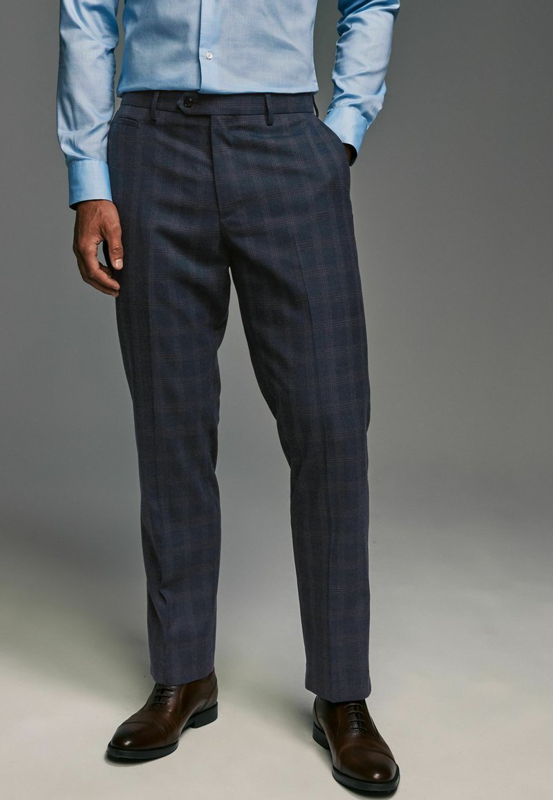 Next TAILORED FIT BRUSHED CHECK - REGULAR FIT - Nadrágok - navy blue