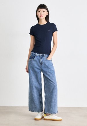 C NECK TEE 2 PACK - Basic T-shirt - ecru/dark night navy