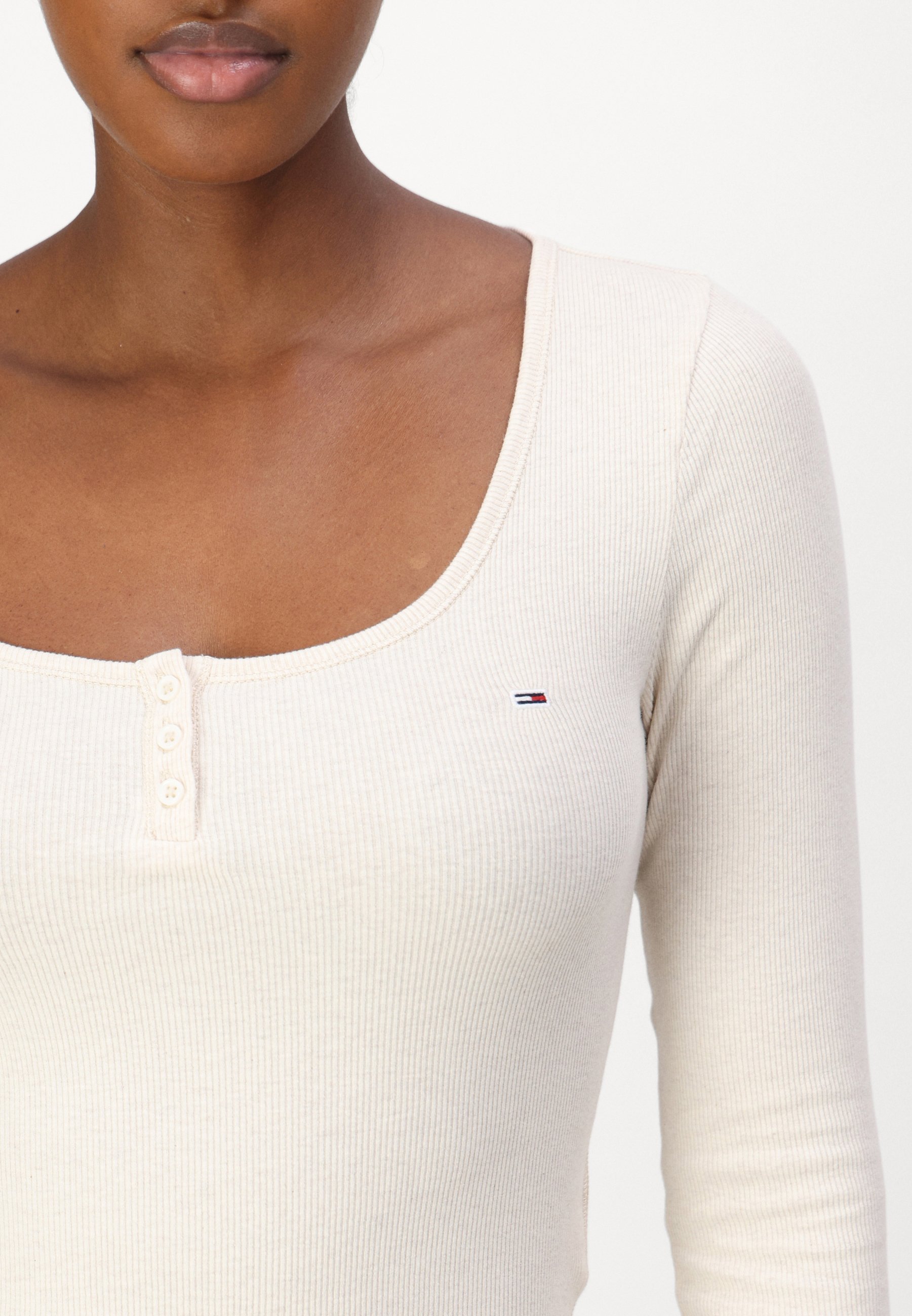 売れ筋商品|||ラルフローレン Tシャツ レディース トップス Stretch Cotton Henley Top - Long sleeved top - mascarpone cream Lauren Ralph Lauren STRETCH COTTON LONG SLEEVE HENLEY TEE
