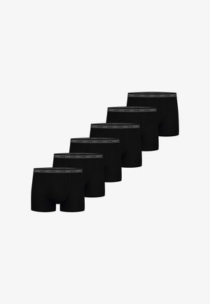 Sorte bomuldsboxershorts med en blød elastisk talje. Sæt med seks, der har et enkelt design og en glat tekstur.