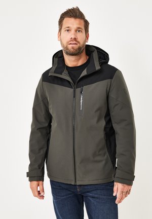 REGULAR FIT  MIT KAPUZE - Outdoorjacke - dark olive   black