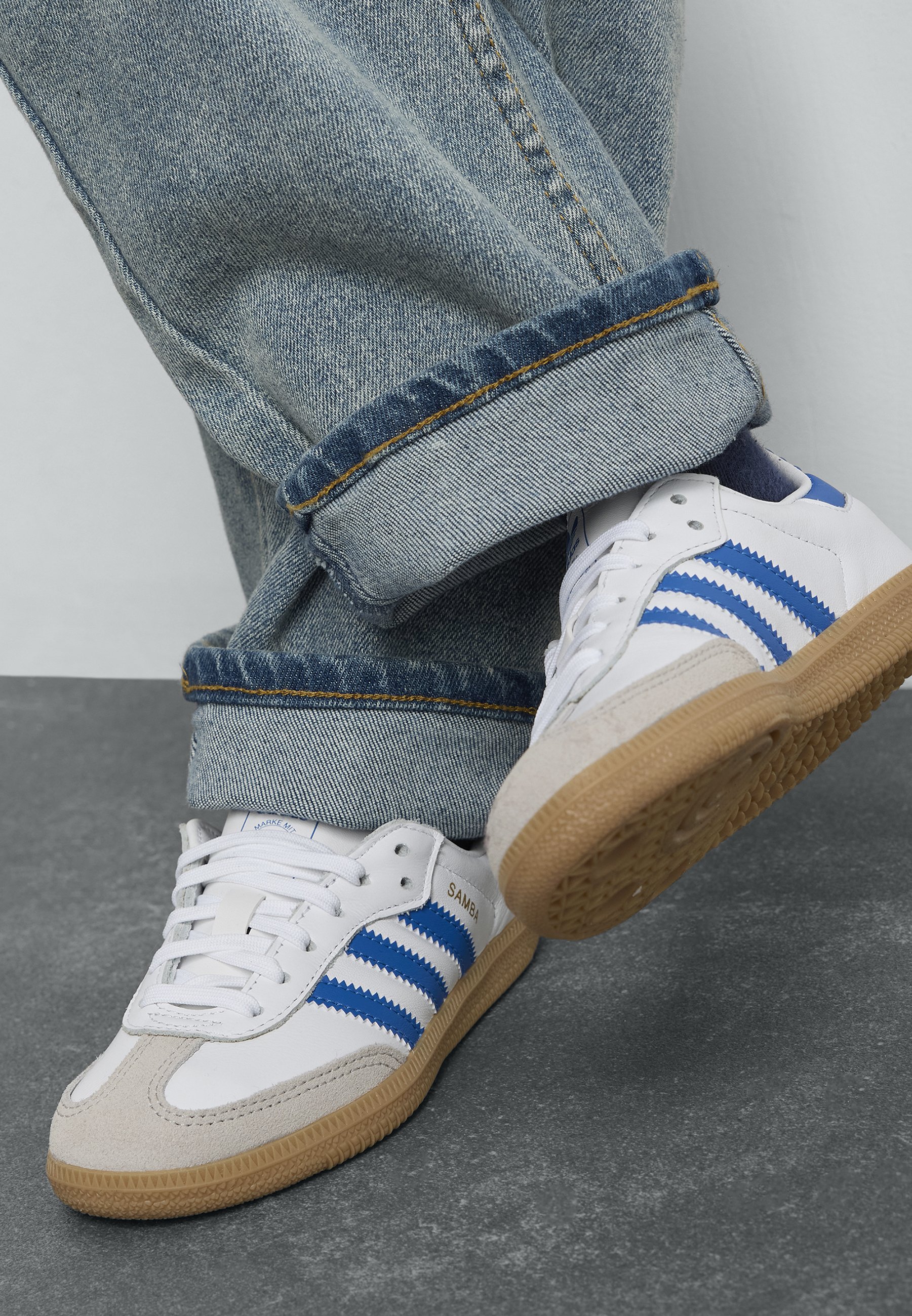 adidas Originals SAMBA UNISEX - Sneakers basse - white/blue/bianco