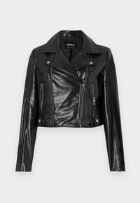 ONLKAMILLA PATENT SHOULDER BIKER  - Kunstnahast jakk - chocolate torte