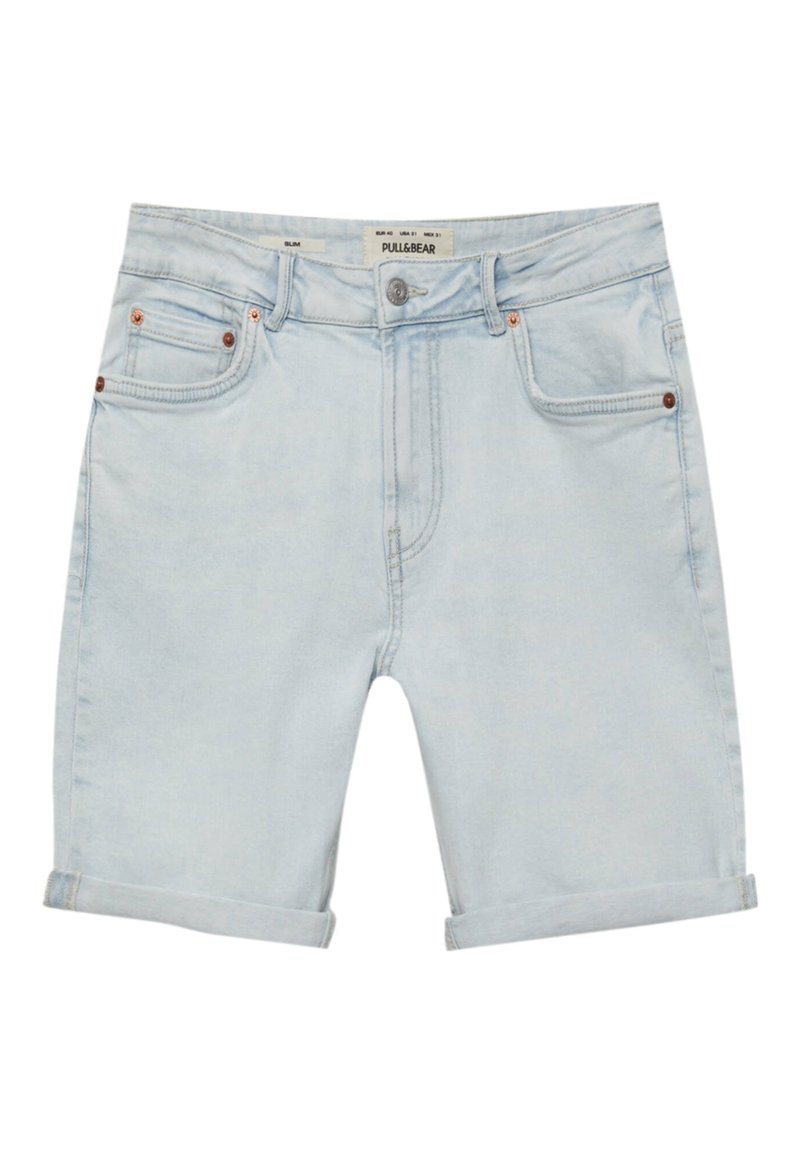 PULL&BEAR SLIM FIT Jeans Shorts stone blue denim/stoneblue denim