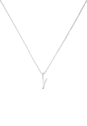 Silberne Kettenhalskette mit einem kleinen 'Y'-Anhänger. Der Anhänger hat eine glatte Oberfläche und ist an einer zarten Kette befestigt.