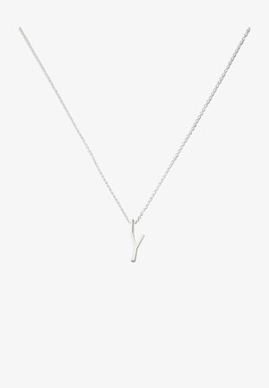Silberne Kettenhalskette mit einem kleinen 'Y'-Anhänger. Der Anhänger hat eine glatte Oberfläche und ist an einer zarten Kette befestigt.