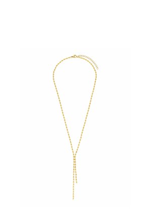 Collier délicat en chaîne d'or avec des maillons ovales, doté d'une chute en forme de Y et d'un fermoir réglable avec une chaîne d'extension.