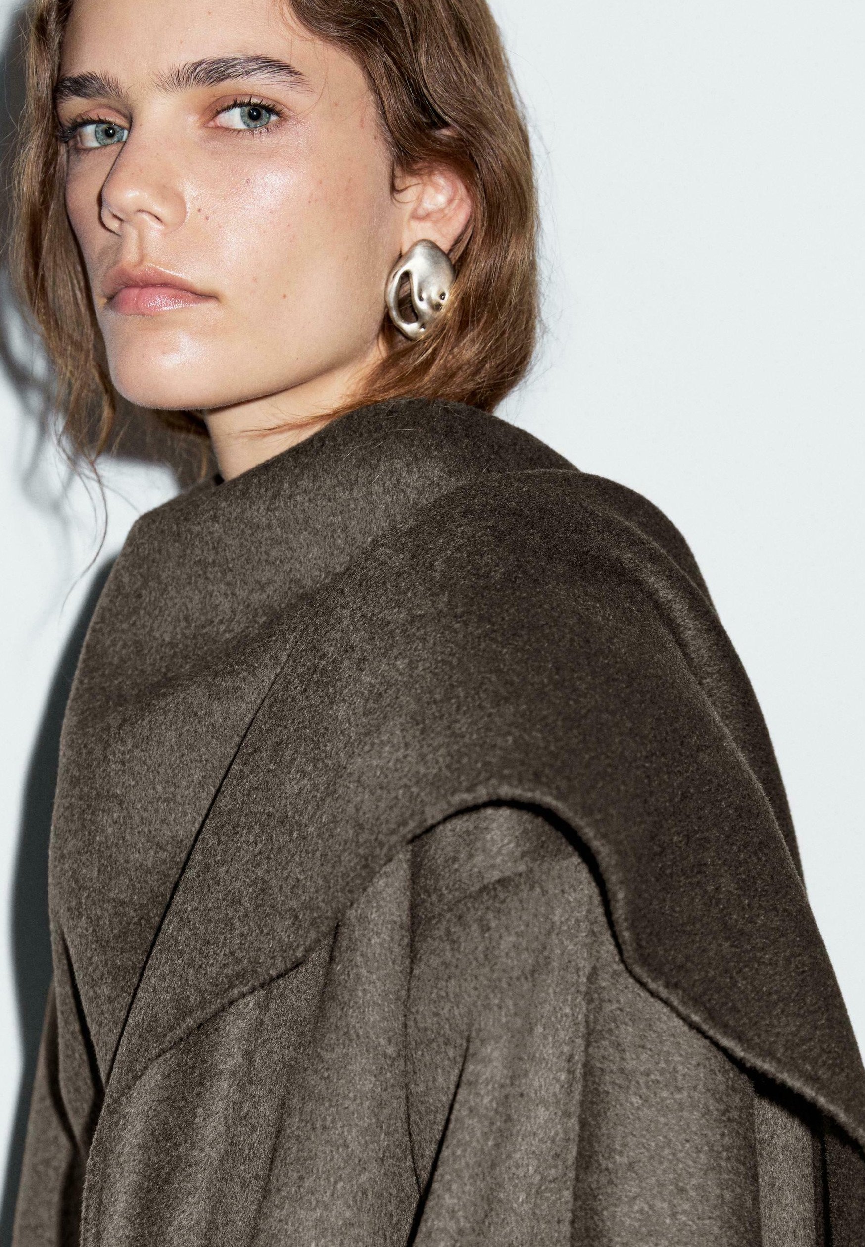 Massimo Dutti MID-LENGTH WITH SCARF - Short coat - brown Massimo Dutti MID-LENGTH WITH SCARF - Short coat - brown