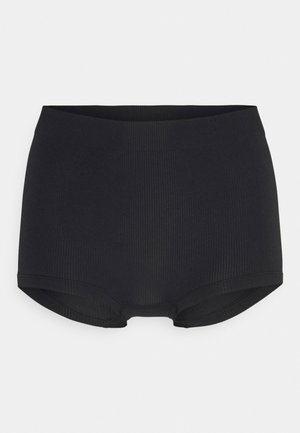 Schwarze gerippte hochtaillierte Unterhose mit glatter Textur und elastischem Bund. Verfügt über ein Design mit vollständiger Abdeckung und ohne sichtbare Nähte.