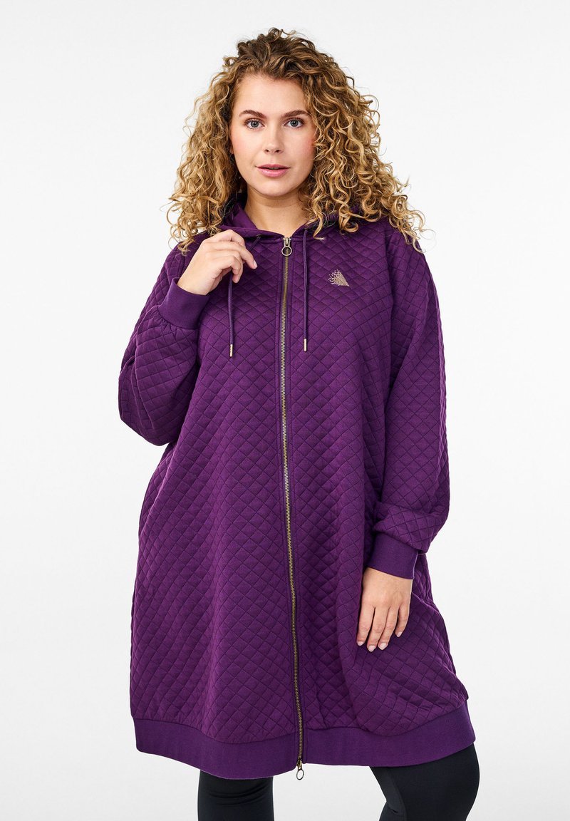 Active by Zizzi - MIT REISSVERSCHLUSS - Cardigan - purple pennant, Enlarge