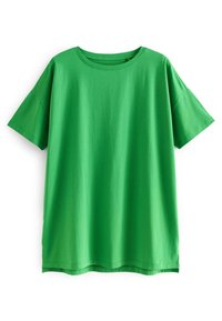 T-shirt verde a maniche corte realizzato in morbido cotone, caratterizzato da un collo a giro e una vestibilità comoda con orlo dritto.