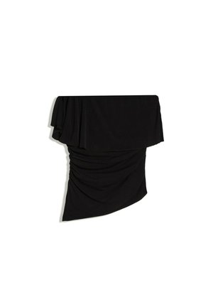 Bershka, ASYMMETRIC WITH CAPE - TOP - T-Shirt print - black
