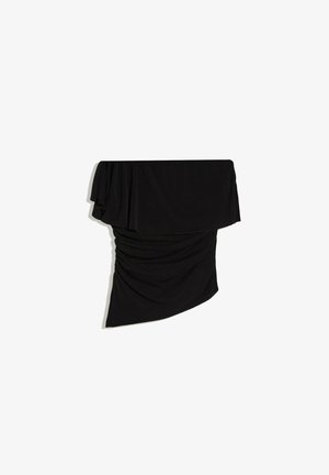 Bershka, ASYMMETRIC WITH CAPE - TOP - T-shirt imprimé - black