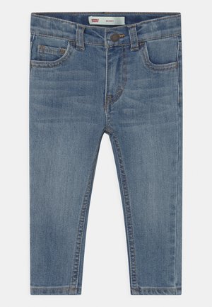 Blå denim Levi's skinny jeans til børn med forlommer, bæltestropper og knaplukning.