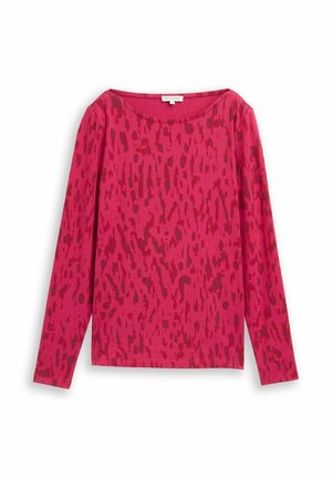 Langarmtop in levendig pink met een contrasterend abstract patroon in donkerdere tinten. Gemaakt van zachte stof met een loose fit en een wijde halslijn.